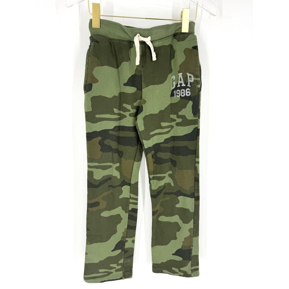 GAP Kids Camo Fleece Sweatpants Green Camouflage Joggers XXL 14-16 1986 Graphic‎